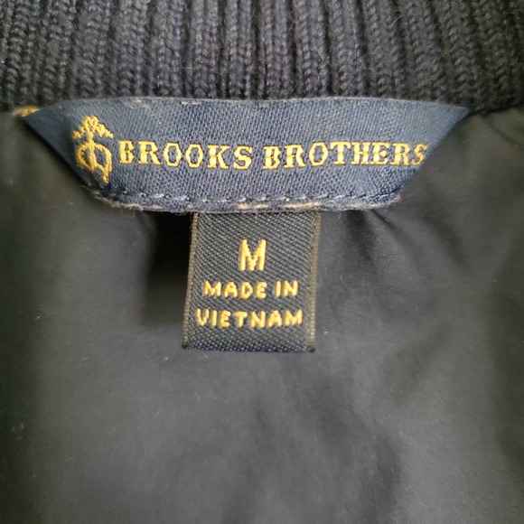 BROOKS BROTHERS Women's Diamond Quilted Navy/Tan Snap Front Riding Vest sz M - Picture 3 of 8